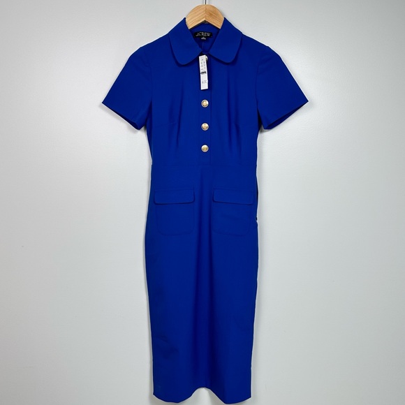 J. Crew Collared sheath dress bi-stretch wool blend Harbor View Blue BY788 - Picture 6 of 11